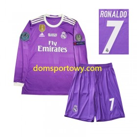 Koszulka Real Madryt Cristiano Ronaldo 7 2016 Retro Dziecięcy Wyjazdowe Koszulki Piłkarskie Długi Rękaw